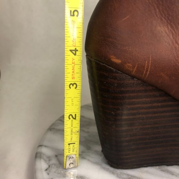 Fossil Charlene Brown Leather Wedge Lace up Bootie, size 8.5 - Picture 8 of 11
